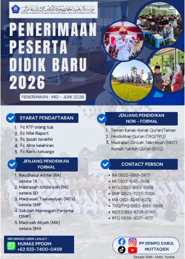 PENERIMAAN SANTRI BARU DIBUKA MARET-JUNI 2026